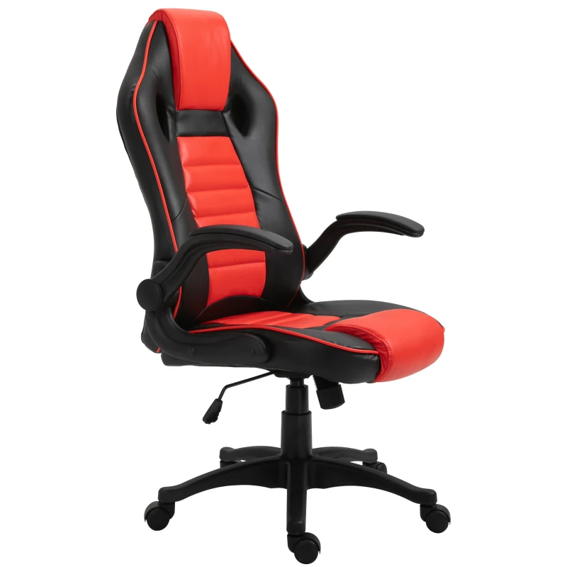 Vinsetto Home Office Video Game Racing Chair Swivel  High Back,  Ergonomic Tilt Design Flip-up Armrest Height Adjustable Free Moving for Working Relaxing