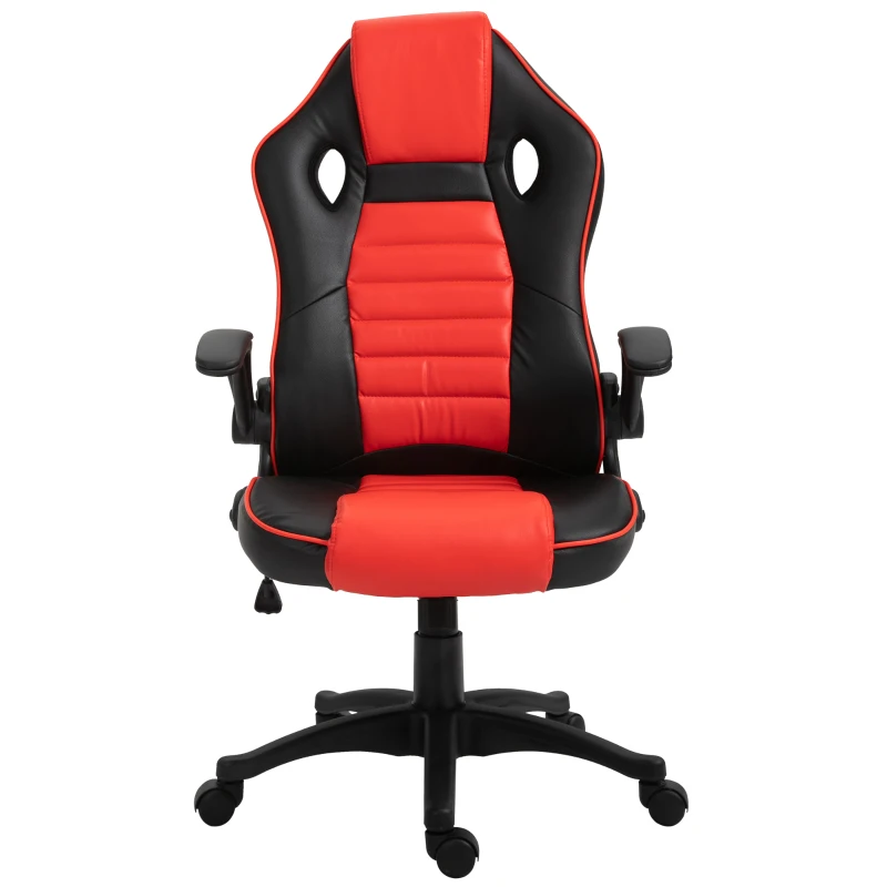 Vinsetto Home Office Video Game Racing Chair Swivel  High Back,  Ergonomic Tilt Design Flip-up Armrest Height Adjustable Free Moving for Working Relaxing