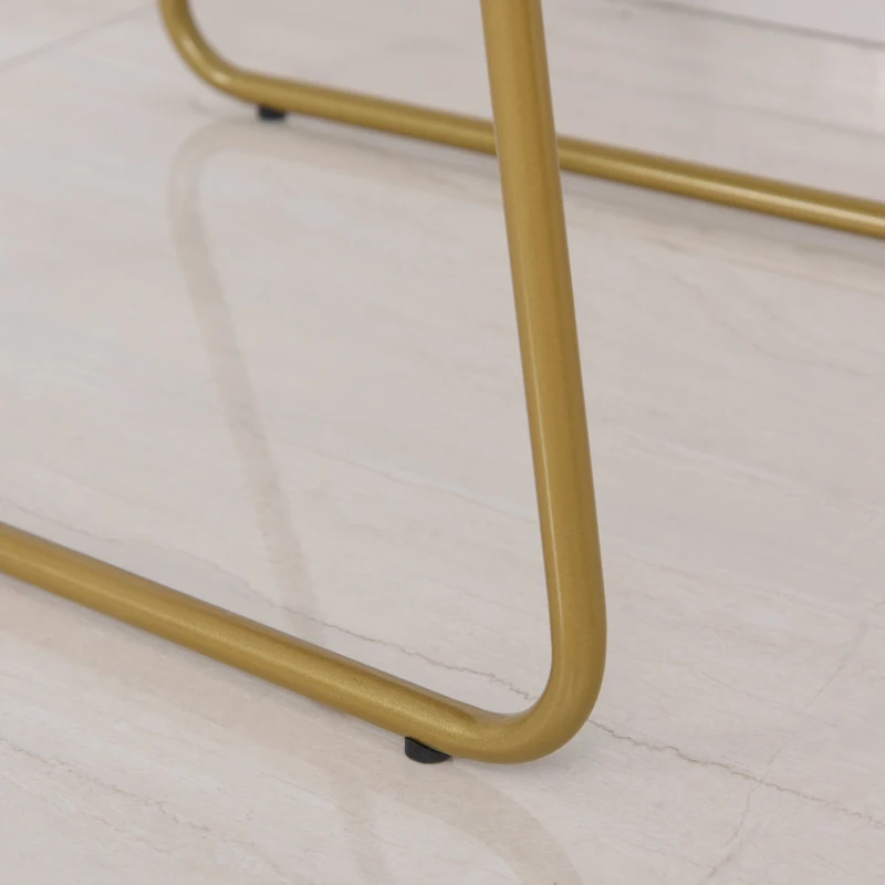 HOMCOM Lot de 2 chaises Velours Gris Pieds métal Finition dorée dim. 44,5L x 43l x 48,5H cm