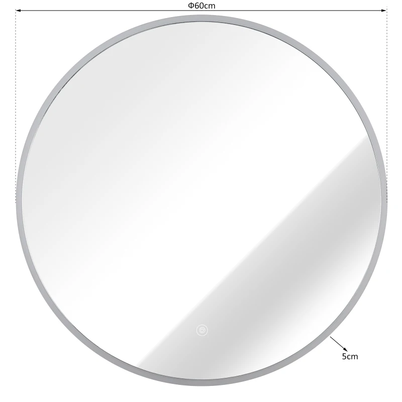 HOMCOM Miroir Rond Lumineux LED de Salle de Bain 28 W Argenté