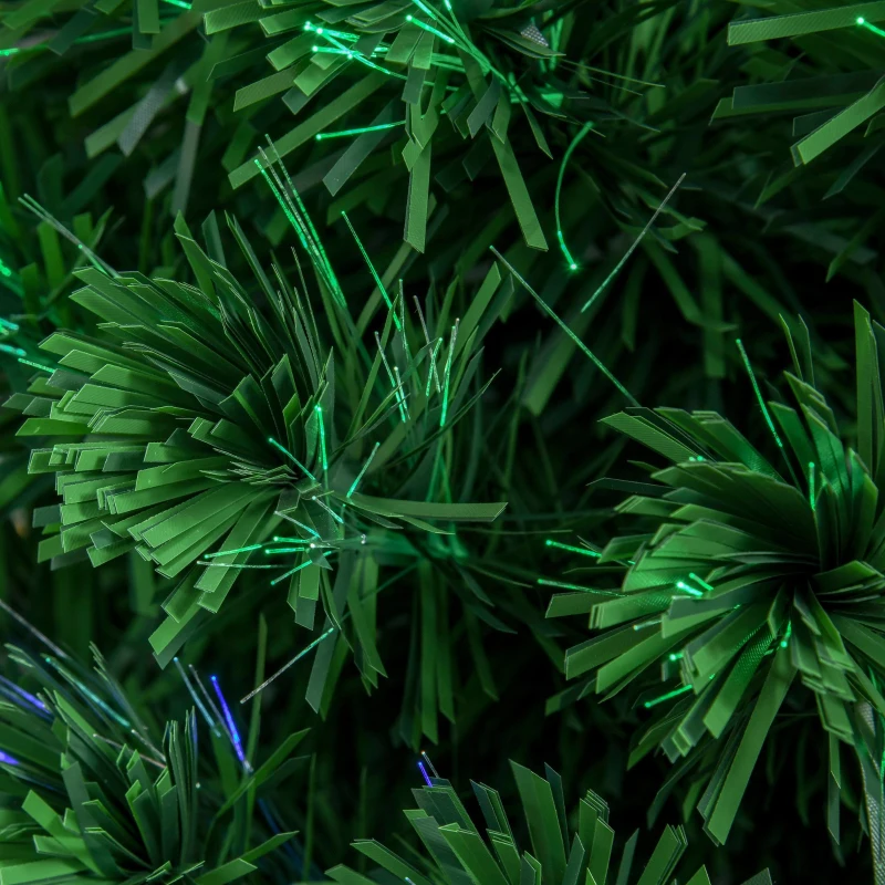 HOMCOM Sapin de Noël Artificiel Lumineux 21 lumières LED Fibres optiques Lumineux Multicolores 180 Branches PVC étoile Sommet Brillante Ø 60 x 150 cm Vert