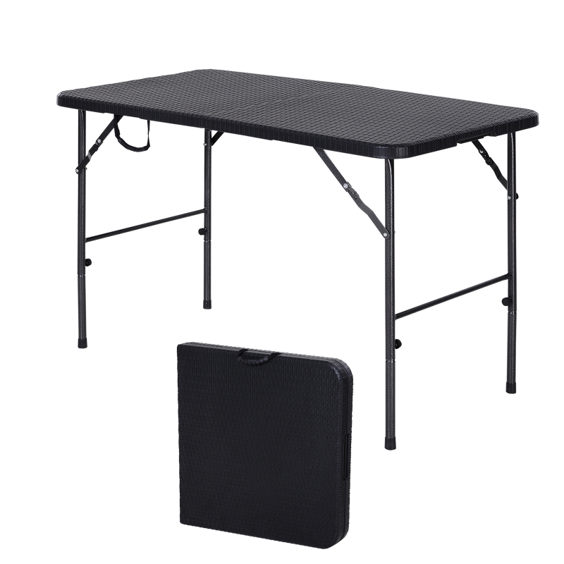 Table de camping pliante dim. 120L x 60l x 74H cm métal époxy HDPE noir