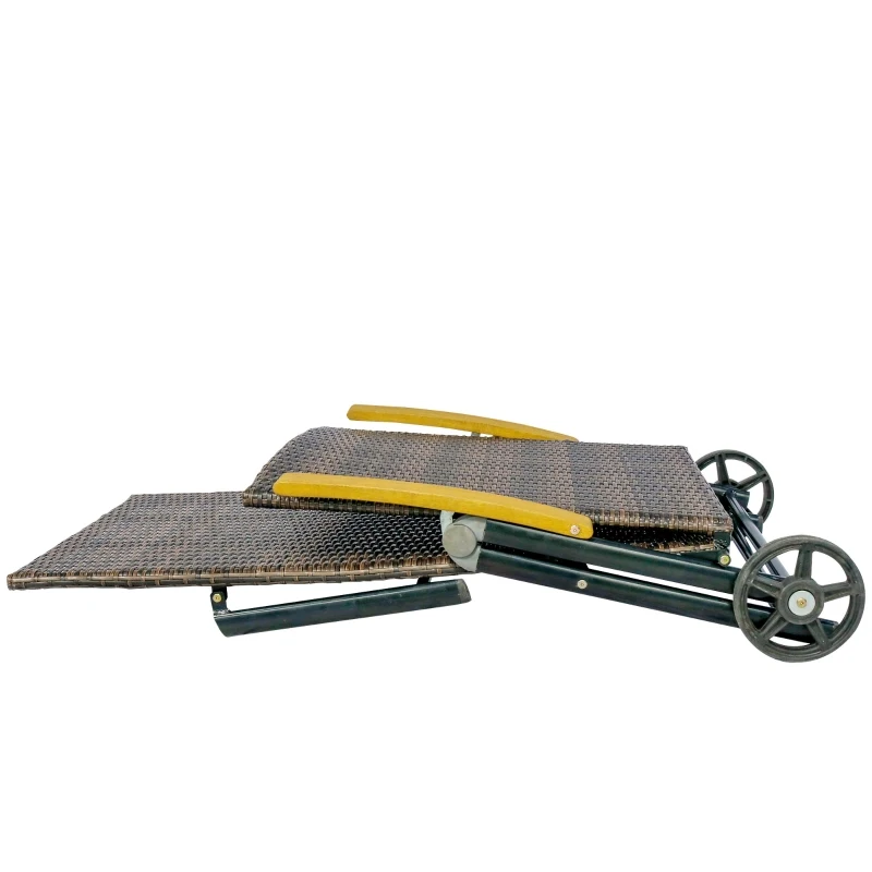 Outsunny Bain de soleil transat pliable - design colonial - dossier inclinable 4 positions roulettes - matelas inclus crème