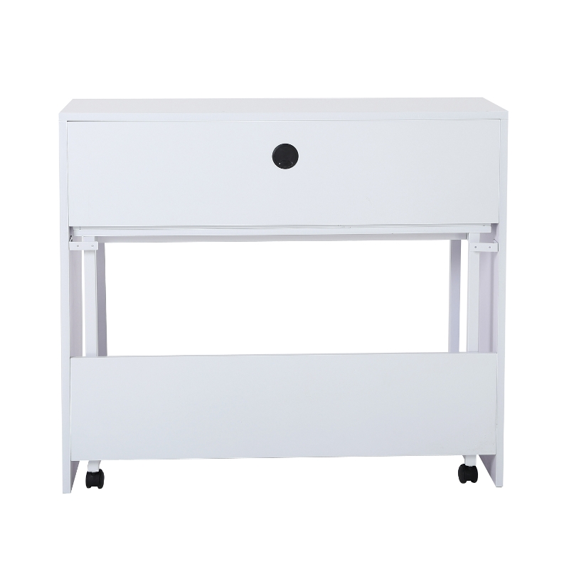 HOMCOM Bureau console 2 en 1 style contemporain sur roulettes multi-rangement blanc