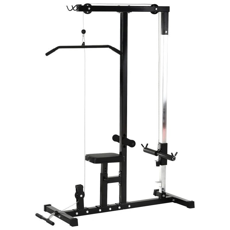 HOMCOM Station de musculation pour tirage poitrine - lat pulldown machine - banc de musculation dim. 103L x 120I x 180H cm acier noir