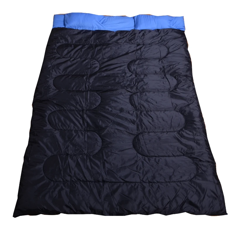 HOMCOM Sac de couchage double avec 2 oreillers tres confortable contre basse temperature noir