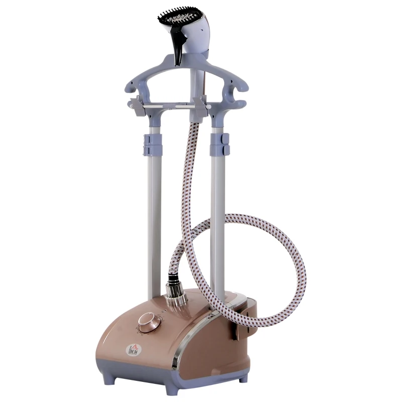 HOMCOM Défroisseur à vêtements 1800 W planche à repasser intégrée réservoir d'eau 2,4 L tige telescopique gant + cintre fournis coloris champagne