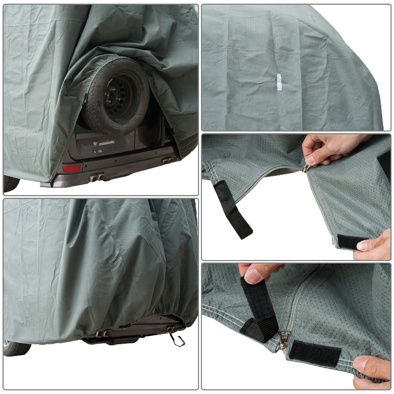 HOMCOM Housse de protection imperméable pour caravane, camping car, voiture dim. 4,26L x 2,25l x 2,2H m tissu non tissé PE triple couche gris