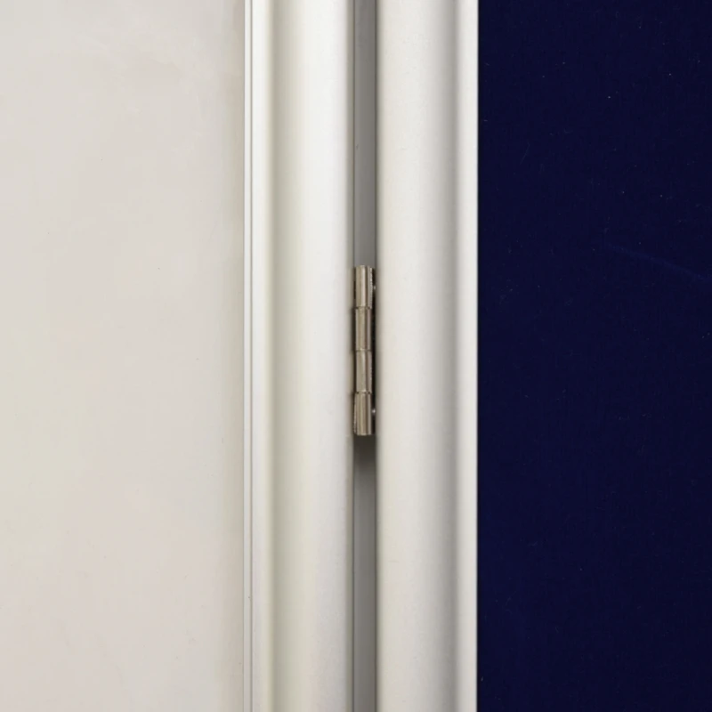 Vinsetto Vitrine d'affichage tableau d'affichage ouvert à 180 ° en alliage d'aluminium magnétique faible verrouillable 90 x 60 cm bleu et argent