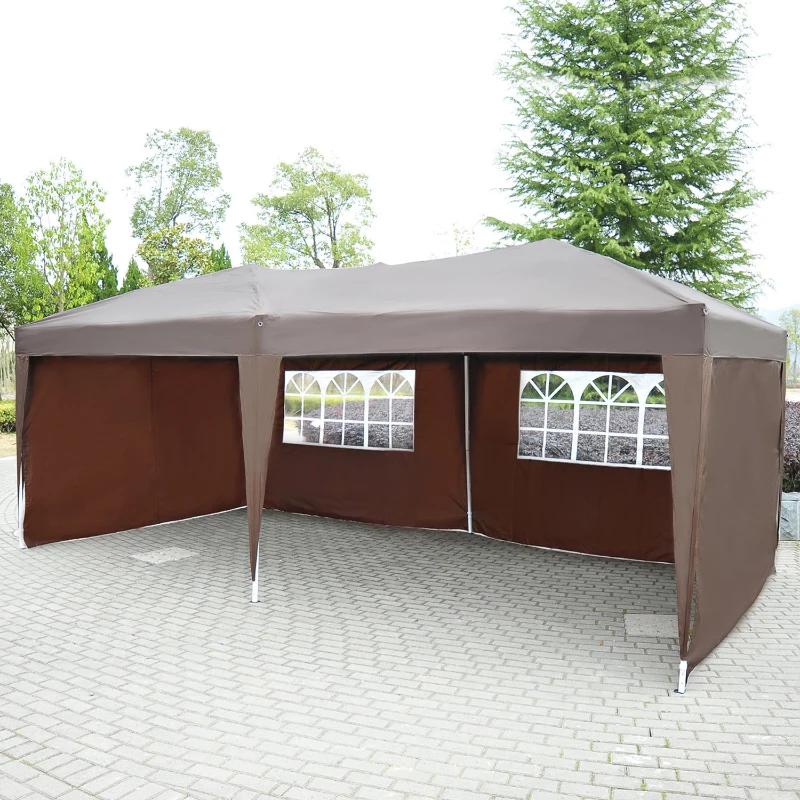 Outsunny Tonnelle Barnum Tente de réception Pliante Pop up 6 x 3 x 2,55 m + Sac de Transport Chocolat