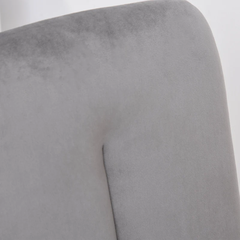 HOMCOM Lot de 2 chaises Velours Gris Pieds métal Finition dorée dim. 44,5L x 43l x 48,5H cm