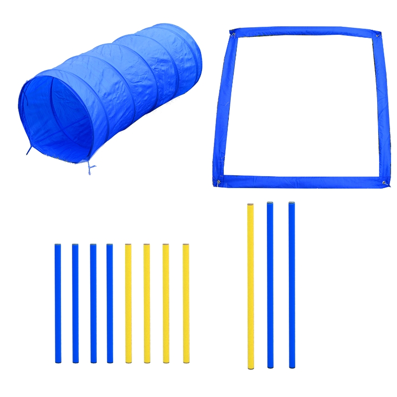 PawHut Equipements Agility Sport pour Chien Bleu 148 x 60 x 60 cm