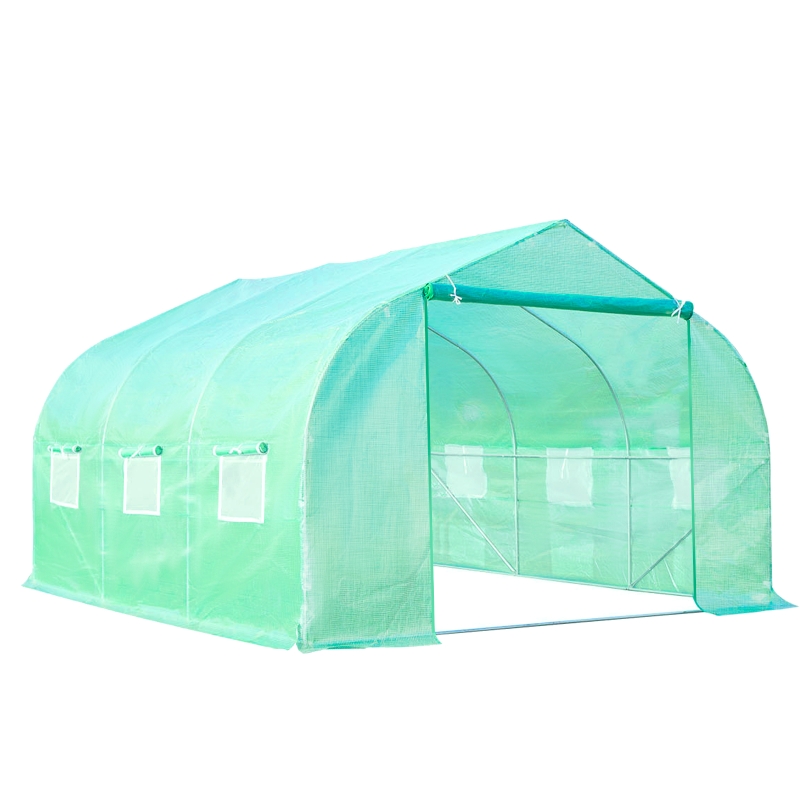 Outsunny Serre de Jardin Verte 10,5 m² 3,5 x 3 x 2 m