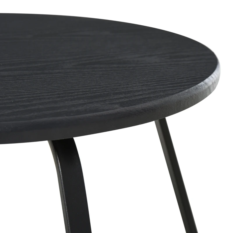 Table basse bout de canapé design néo-rétro 2 niveaux métal aspect bois