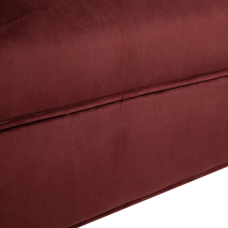 HOMCOM Banc banquette style baroque accoudoirs courbés pieds effilés dim. 110L x 43l x 58H cm polyester velours bordeaux