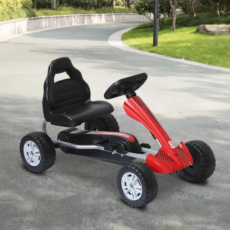 HOMCOM Vélo et véhicule pour Enfants Kart à pédales Go Kart Formule 1 Racing Rouge