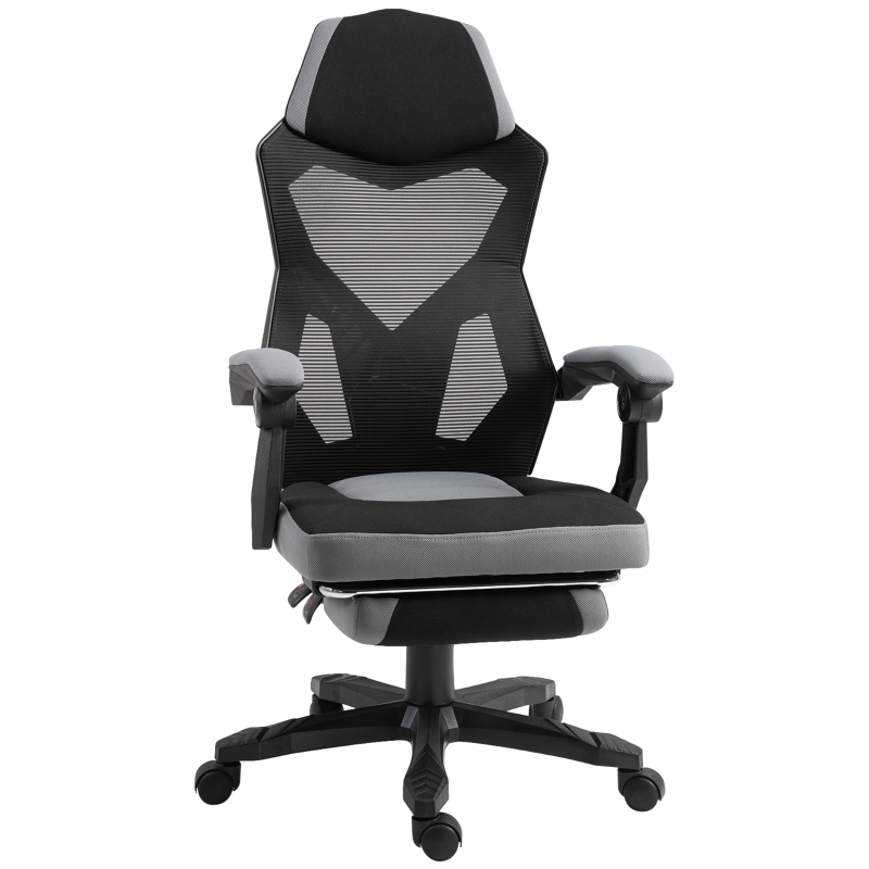 Fauteuil gaming inclinable réglable avec repose-pied tissu maille