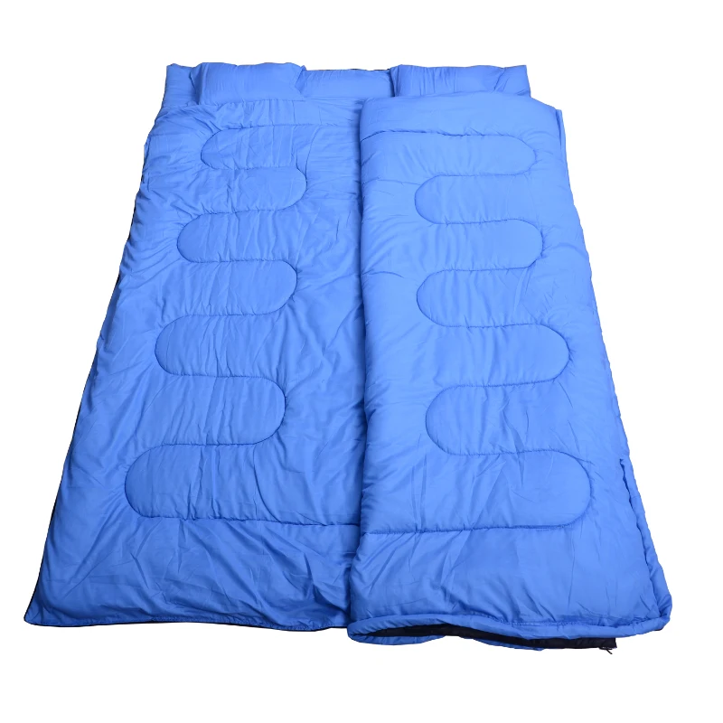 HOMCOM Sac de couchage double avec 2 oreillers tres confortable contre basse temperature noir