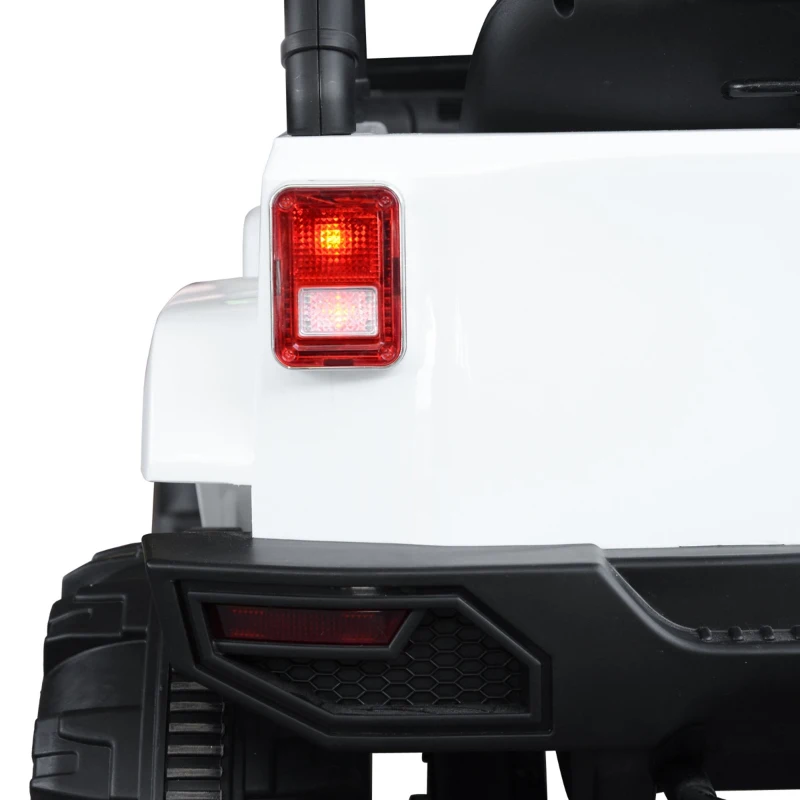 HOMCOM Voiture 4x4 électrique 12 V + télécommande 128L x 78l x 76H cm Enfants 3 à 8 Ans Effets Lumineux sonores Lecteur MP3 Blanc