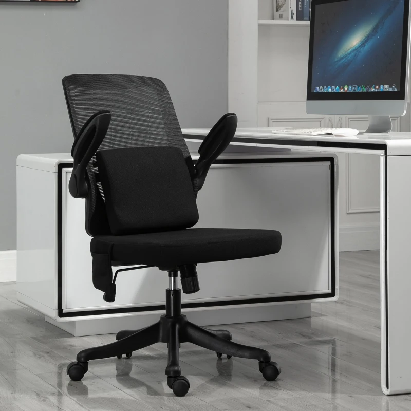 Vinsetto Fauteuil de bureau manager massant - assise dossier ergonomique, accoudoirs relevables - coussin lombaires - maille polyester noir