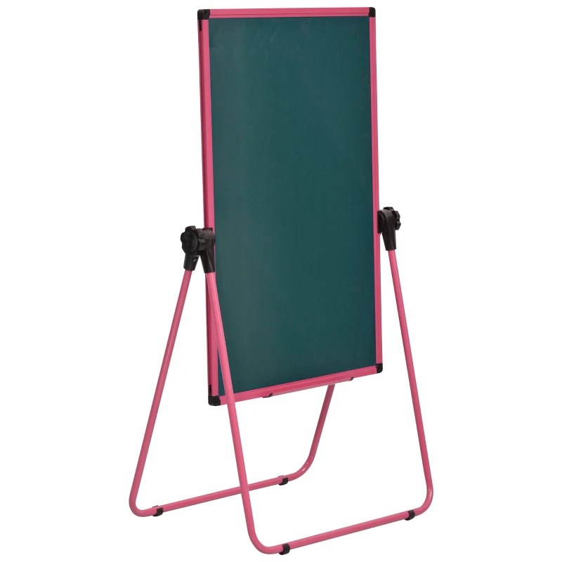 HOMCOM Chevalet de conférence pliable - tableau blanc magnétique double face - pivotant, réglable en hauteur 73L x 45l x 92-158H cm - rose