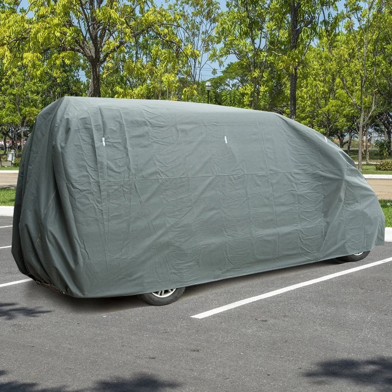 HOMCOM Housse de protection imperméable pour caravane, camping car, voiture dim. 4,26L x 2,25l x 2,2H m tissu non tissé PE triple couche gris