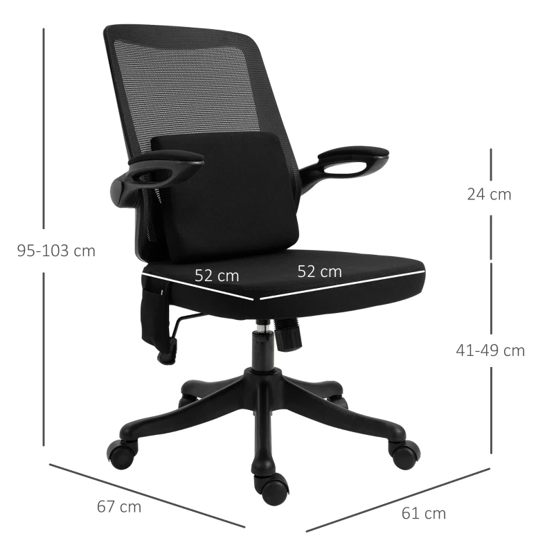 Vinsetto Fauteuil de bureau manager massant - assise dossier ergonomique, accoudoirs relevables - coussin lombaires - maille polyester noir