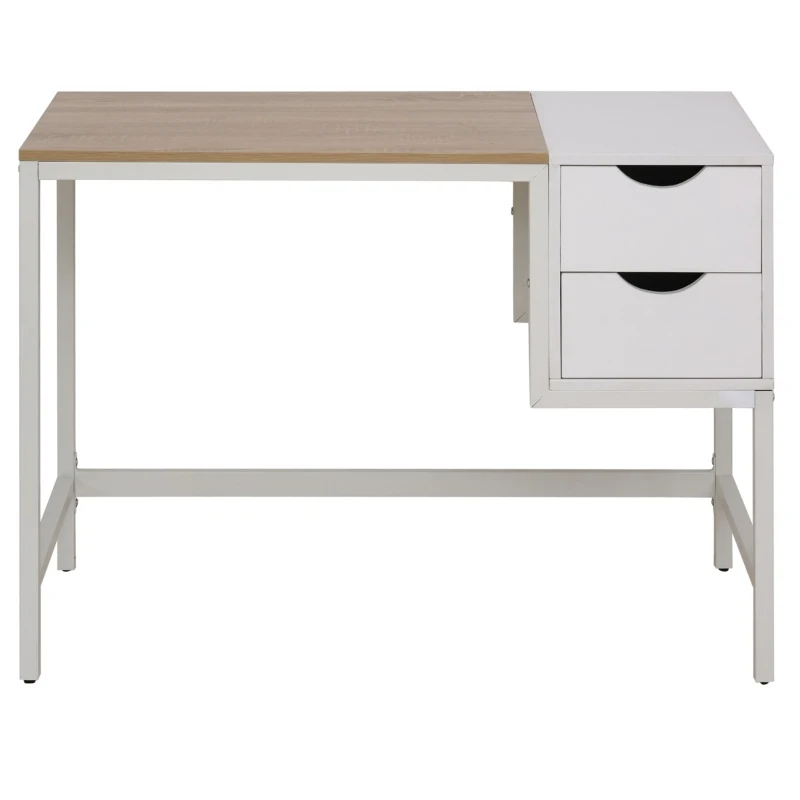 HOMCOM Bureau pour Ordinateur Informatique avec 2 Tiroirs 110 x 45 x 76 cm Blanc