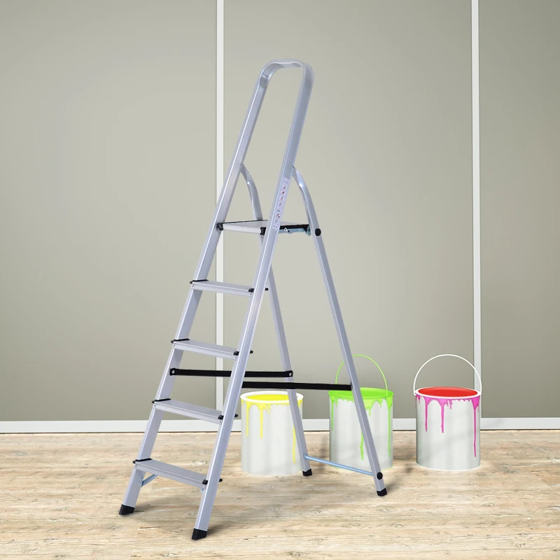 HOMCOM Escabeau de sécurité pliant antidérapant hauteur max. 166 cm charge max. 150 Kg aluminium