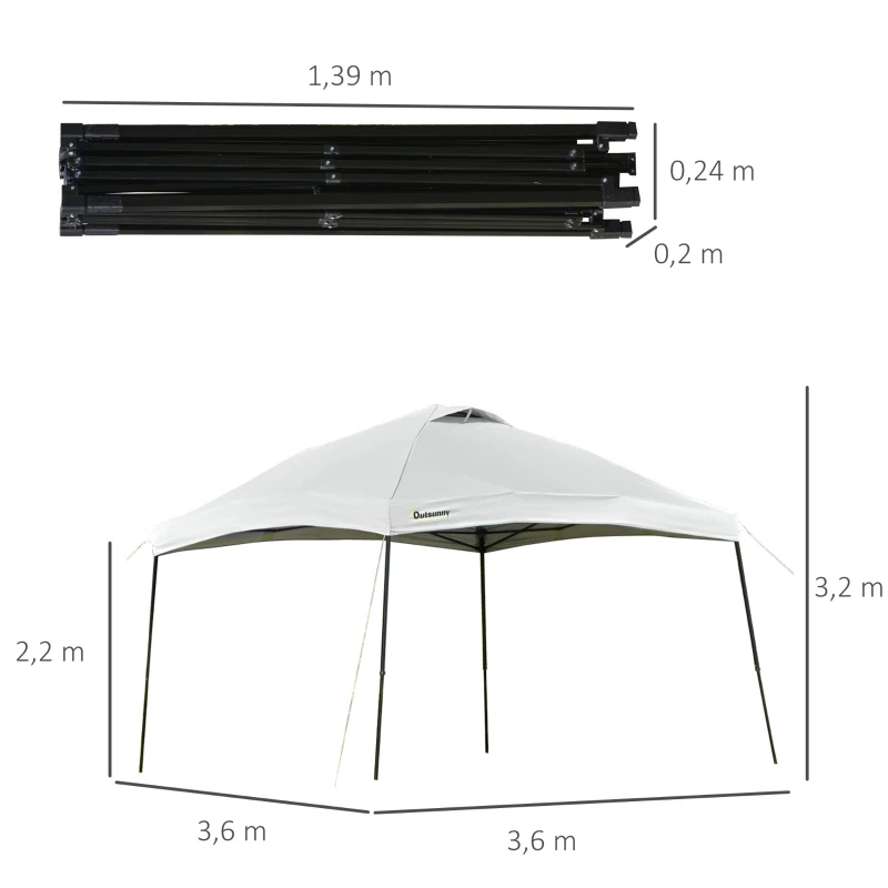 Outsunny Tonnelle barnum de jardin pop-up pliant 3,6L x 3,6l x 3,2H m hauteur réglable sac inclus acier époxy oxford haute densité gris