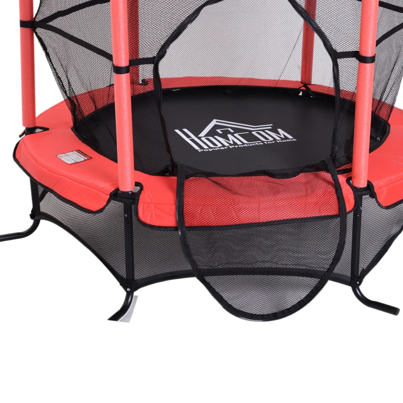 HOMCOM Trampoline de jardin enfants Ø 1,70 × 1,62H m filet de sécurité porte zipée couvre-ressorts + 6 poteaux rembourrés inclus rouge