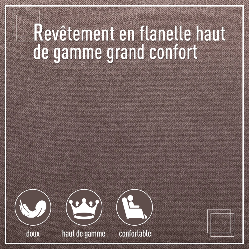 Homcom Fauteuil de relaxation grand confort dossier inclinable repose-pied ajustable flanelle marron