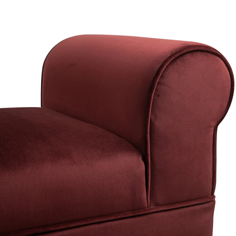 HOMCOM Banc banquette style baroque accoudoirs courbés pieds effilés dim. 110L x 43l x 58H cm polyester velours bordeaux