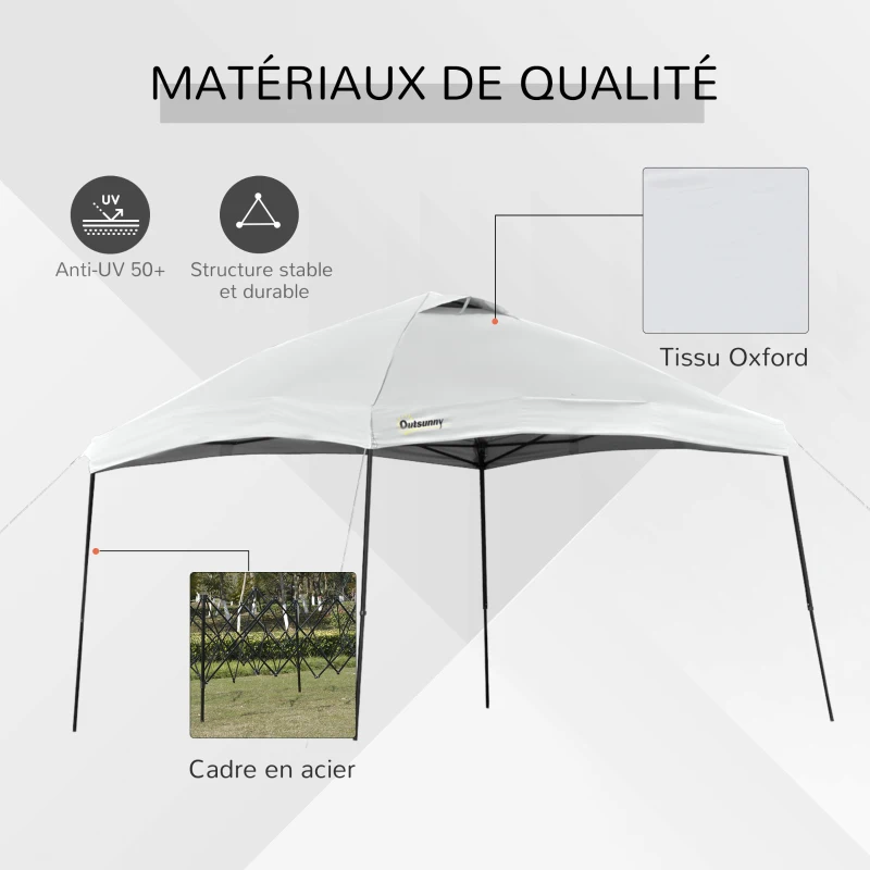 Outsunny Tonnelle barnum de jardin pop-up pliant 3,6L x 3,6l x 3,2H m hauteur réglable sac inclus acier époxy oxford haute densité gris