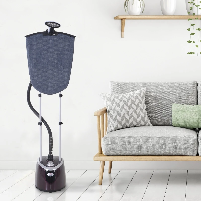 HOMCOM Défroisseur à vêtements 1800 W planche à repasser intégrée réservoir d'eau 2,8 L tige telescopique gant + cintre fournis violet