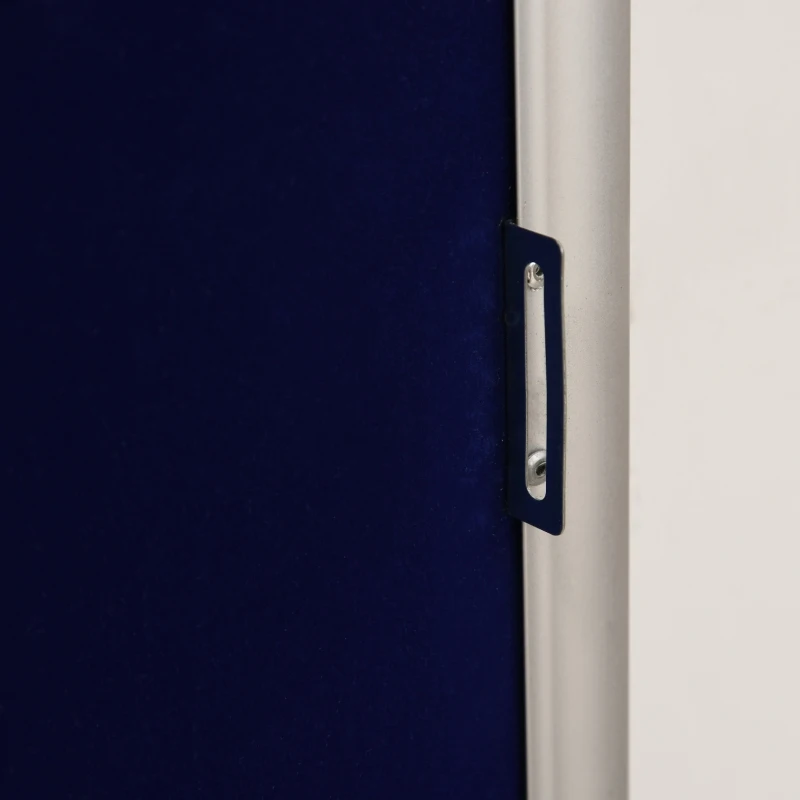 Vinsetto Vitrine d'affichage tableau d'affichage ouvert à 180 ° en alliage d'aluminium magnétique faible verrouillable 90 x 60 cm bleu et argent