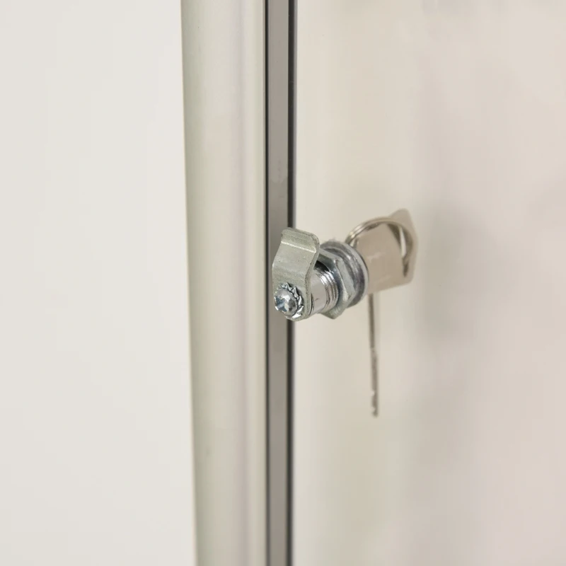 Vinsetto Vitrine d'affichage tableau d'affichage ouvert à 180 ° en alliage d'aluminium magnétique faible verrouillable 90 x 60 cm bleu et argent