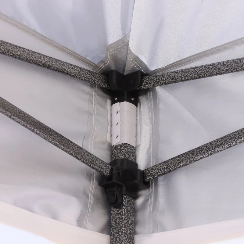 Outsunny Tonnelle barnum chapiteau de jardin pop-up pliant 2,88L x 2,88l x 3,3H m hauteur réglable sacs lestage & transport inclus acier époxy oxford blanc