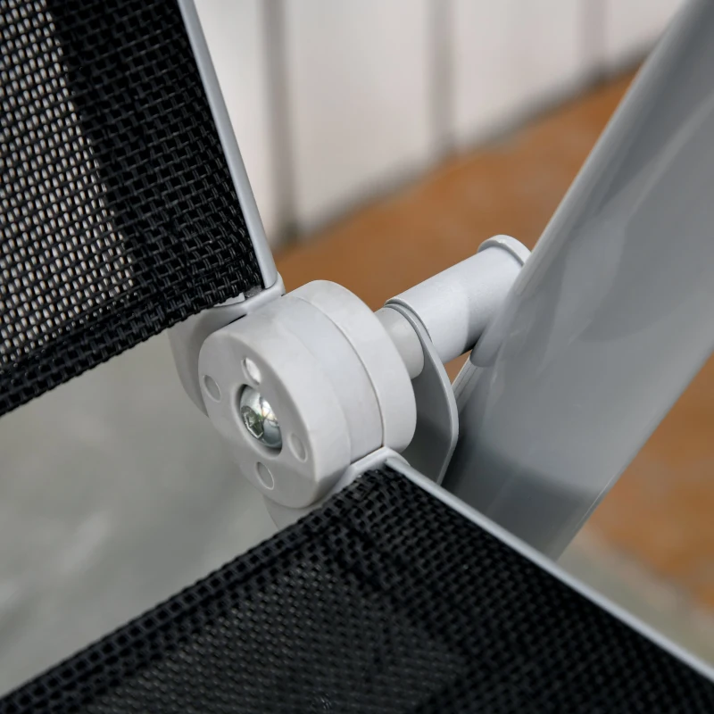 Outsunny Lot de 4 chaises de Jardin Pliantes Dossier Haut inclinable Multi-Positions accoudoirs alu. textilène Noir