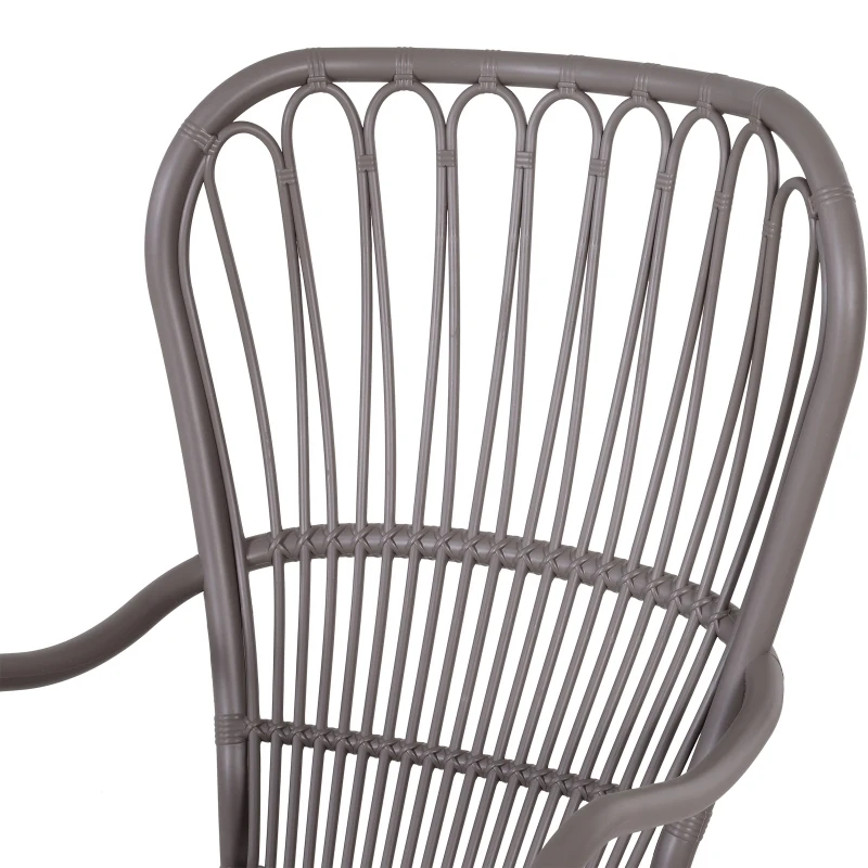 Outsunny Lot de 2 fauteuils lounge de jardin terrasse balcon - style néo-rétro - imitation rotin - polypropylène - gris