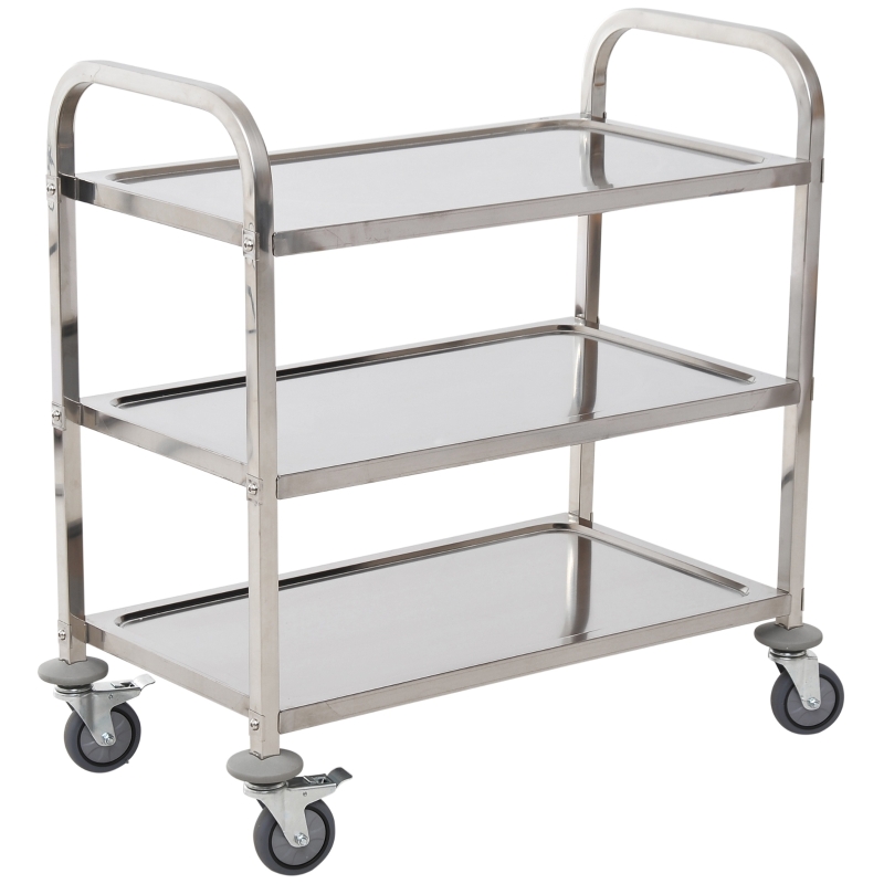 Homcom Desserte de Cuisine 3 Etagères Acier Chromé 85 x 45 x 90 cm
