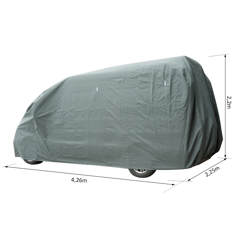 HOMCOM Housse de protection imperméable pour caravane, camping car, voiture dim. 4,26L x 2,25l x 2,2H m tissu non tissé PE triple couche gris