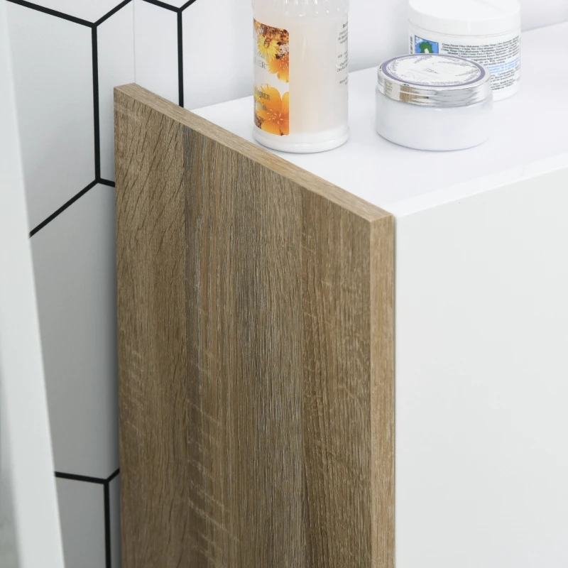 HOMCOM Meuble de Rangement 2 Portes Salle de Bain Salon Couleur Blanc et chêne dim. 60L x 25l x 90H cm