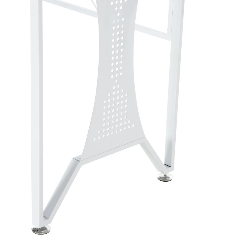 HOMCOM Table Informatique Bureau pour Ordinateur avec Clavier Coulissant Plateau Verre Trempé 100 x 54,5 x 75 cm Gris et Blanc