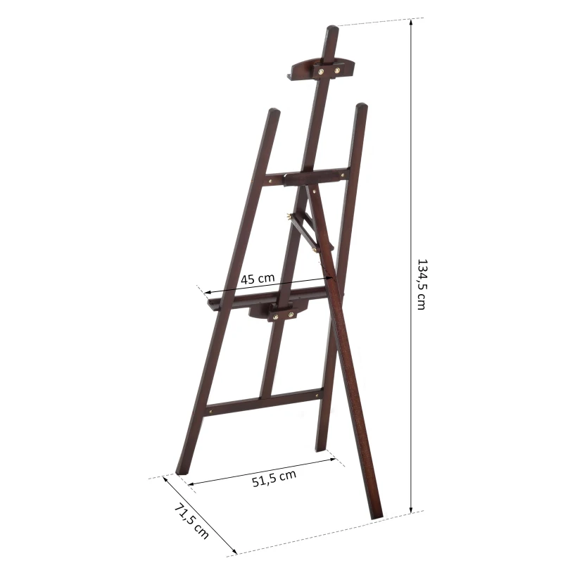HOMCOM Chevalet d'artiste sur pieds inclinaison réglable jusqu'à 90° dim. 48L x 71l x 140H cm bois de hêtre marron