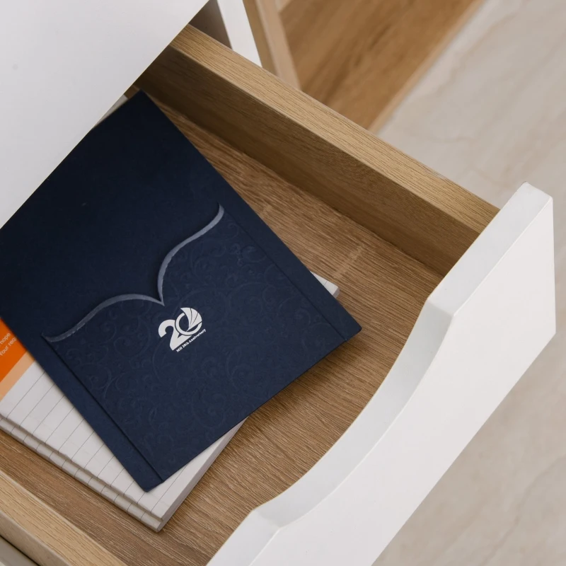 HOMCOM Bureau pour Ordinateur Informatique avec 2 Tiroirs 110 x 45 x 76 cm Blanc