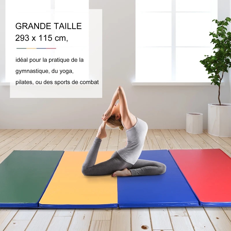 Homcom Tapis de Gymnastique et Fitness Multicolore 305 x 122 x 5 cm