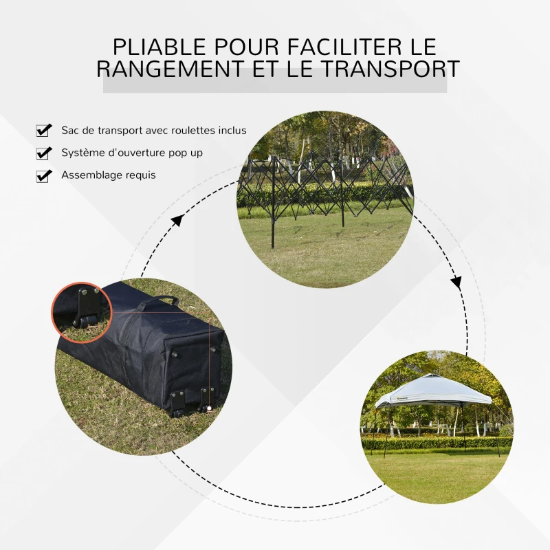 Outsunny Tonnelle barnum de jardin pop-up pliant 3,6L x 3,6l x 3,2H m hauteur réglable sac inclus acier époxy oxford haute densité gris