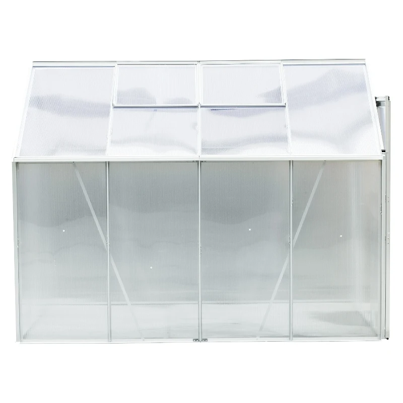 Outsunny Serre de jardin aluminium polycarbonate 9,17 m³ 2,5L x 1,9l x 1,93H m avec fenêtres et porte coulissante