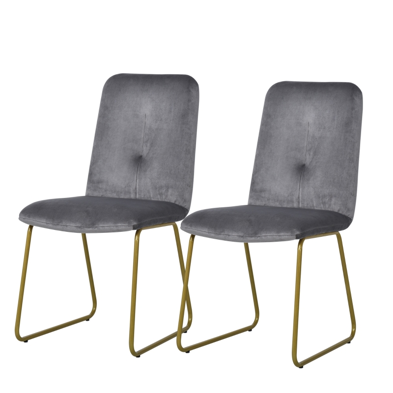 Lot de 2 chaises velours pieds métal